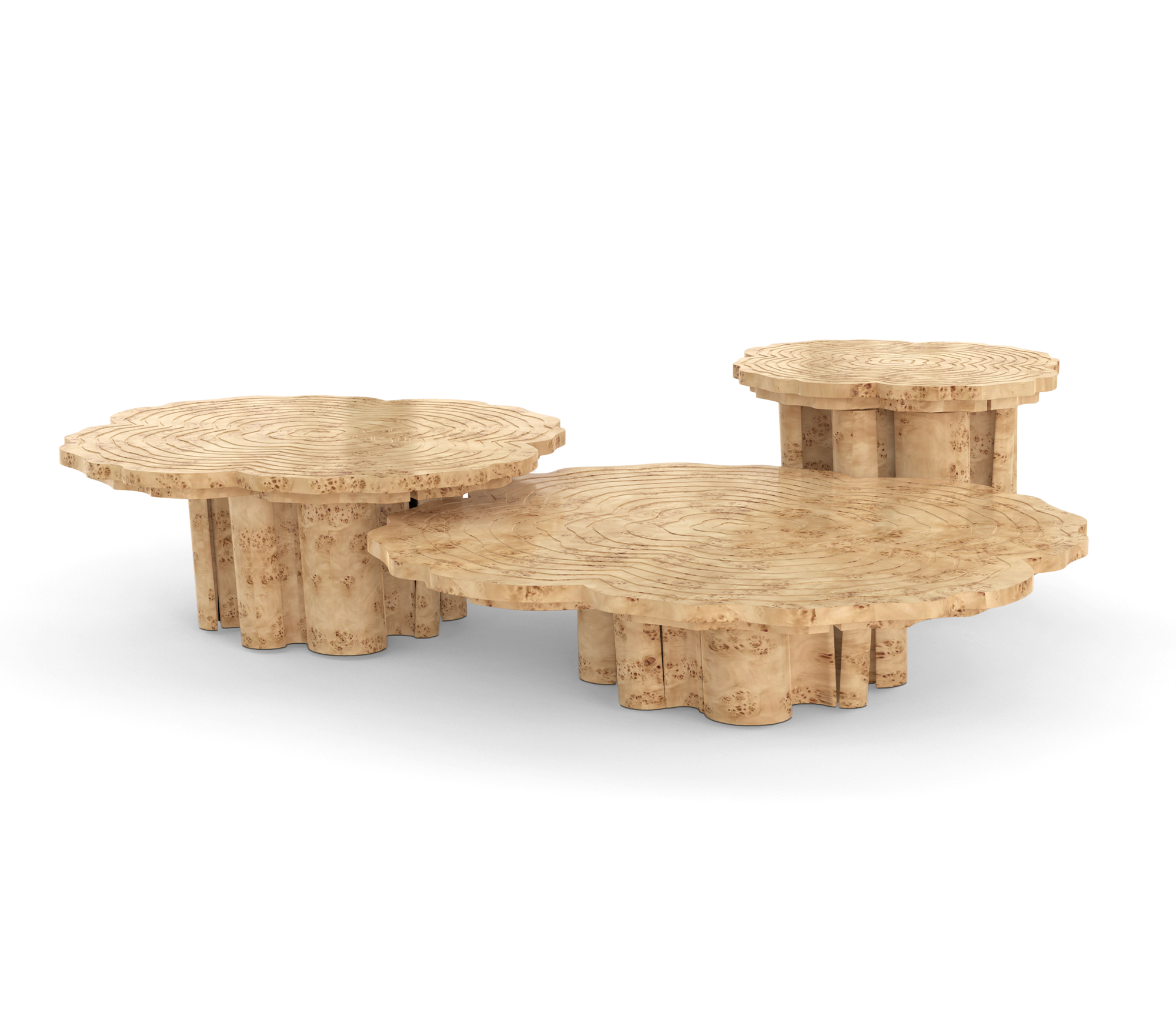 Fortuna Poplar 3-Piece Coffee Table Set