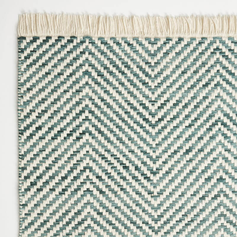 Hand-Woven Wool Green Rug ☞ Size: 250 x 350 cm
