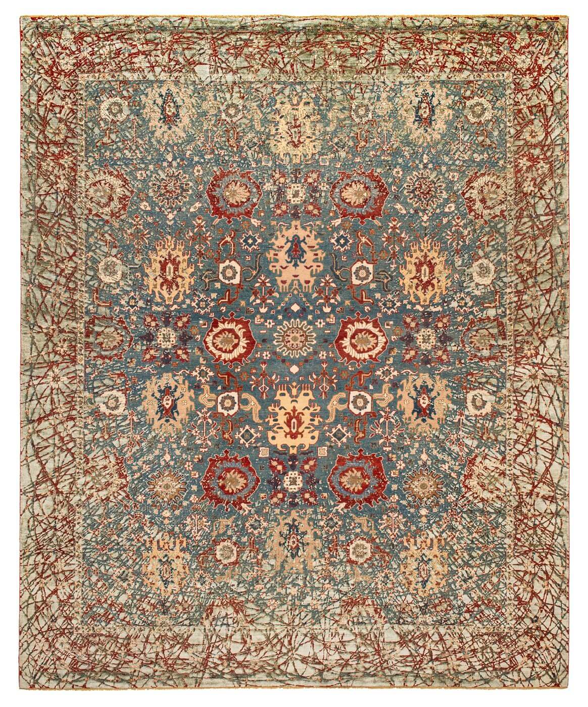 Faded effect Hand Knotted Vintage Style Rug