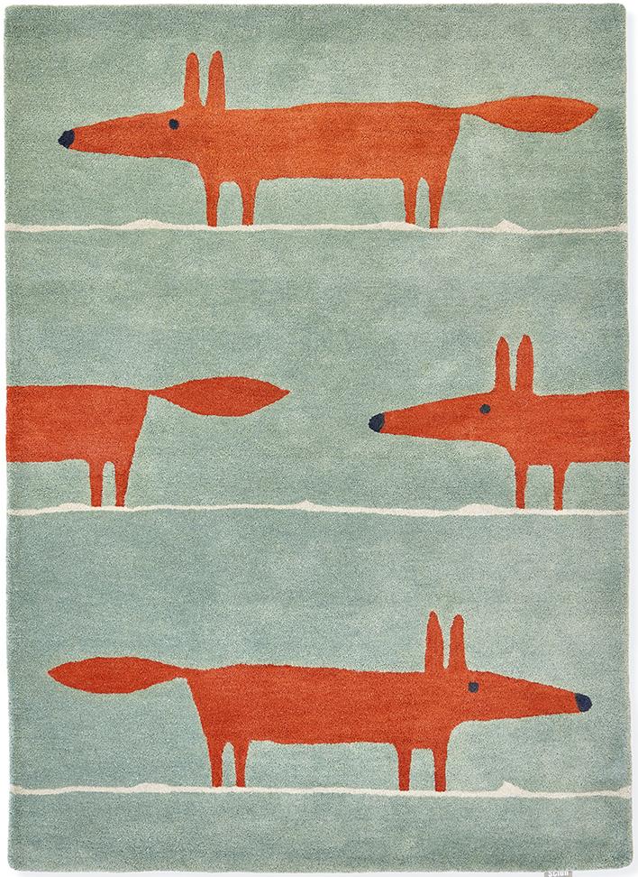 Fox Mint / Orange Handwoven Rug ☞ Size: 4' x 6' (120 x 180 cm)