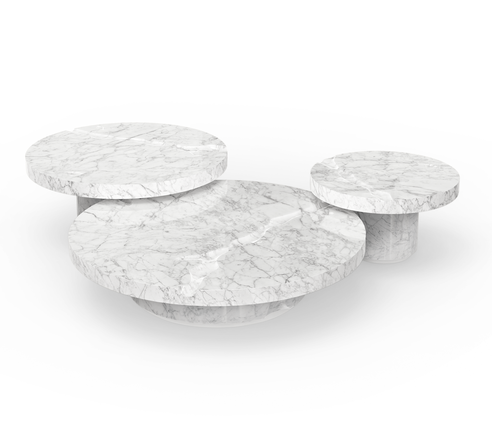 Dominion Carrara Marble 3-Piece Center Table Set