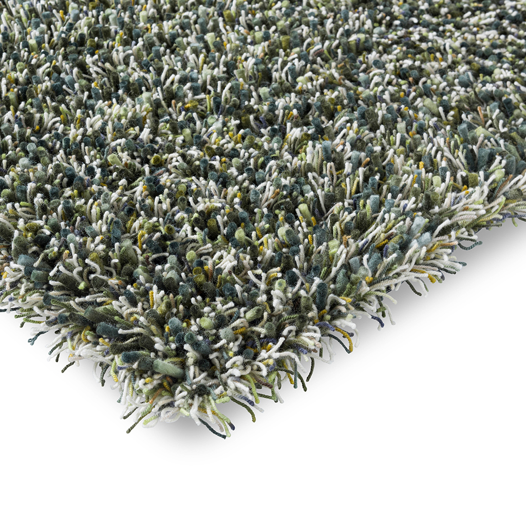 Shaggy Felted Wool Green Rug