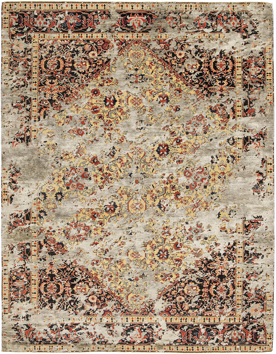 Multicolour Hand Knotted Wool & Silk Rug