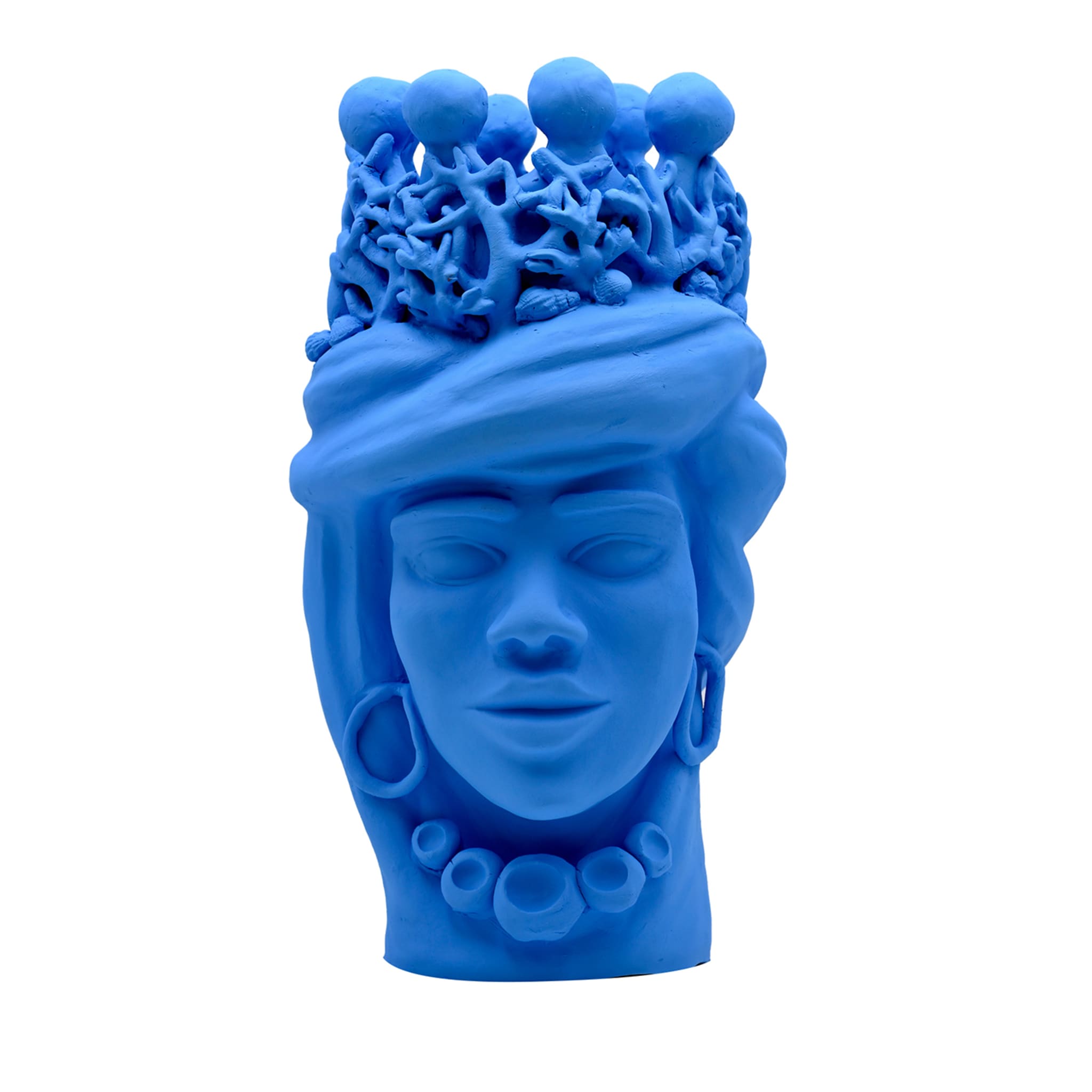 Moor's Head Light Blue Handmade Sculpture