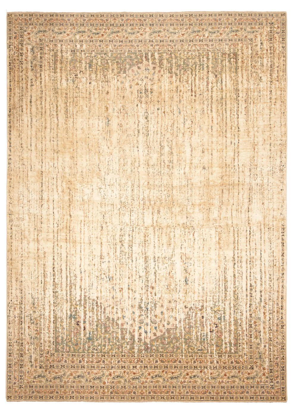 Tabriz Hand-knotted Black / Beige Rug