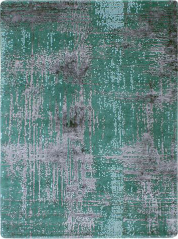 Faded Wool / Viscose Hand-Knotted Rug