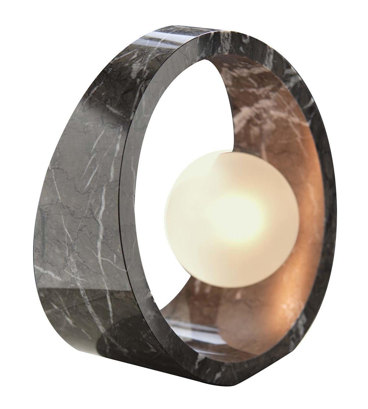 Marble Black Carnico Table Lamp with Frosted Glass