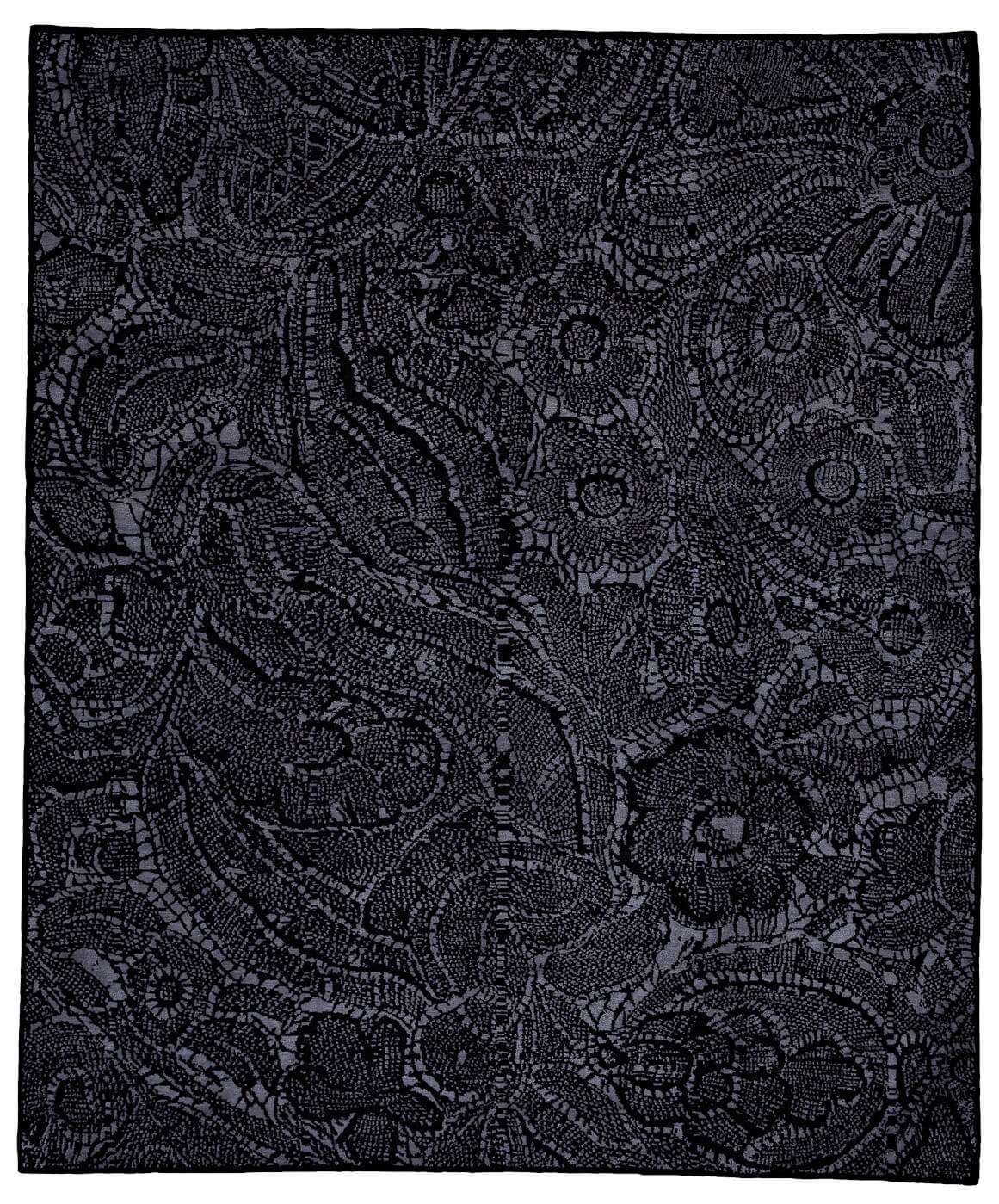 Black Lace Hand-Knotted Rug