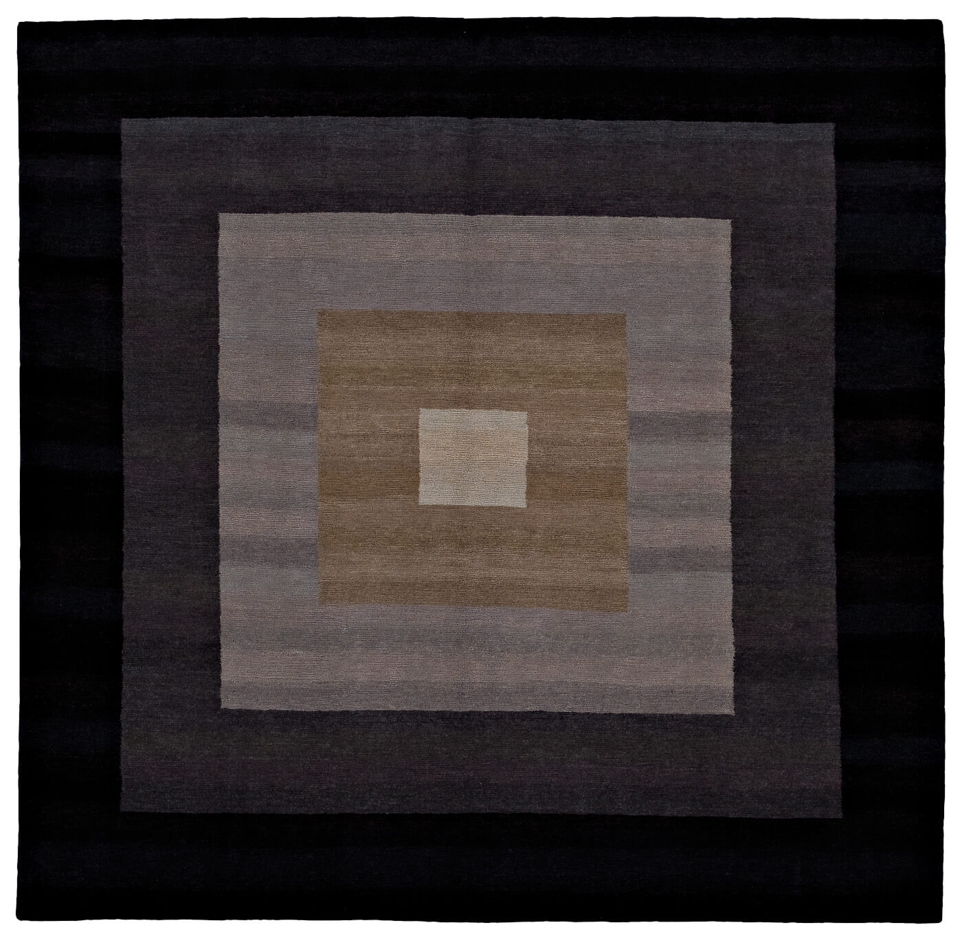 Hand-Woven Border Black Rug