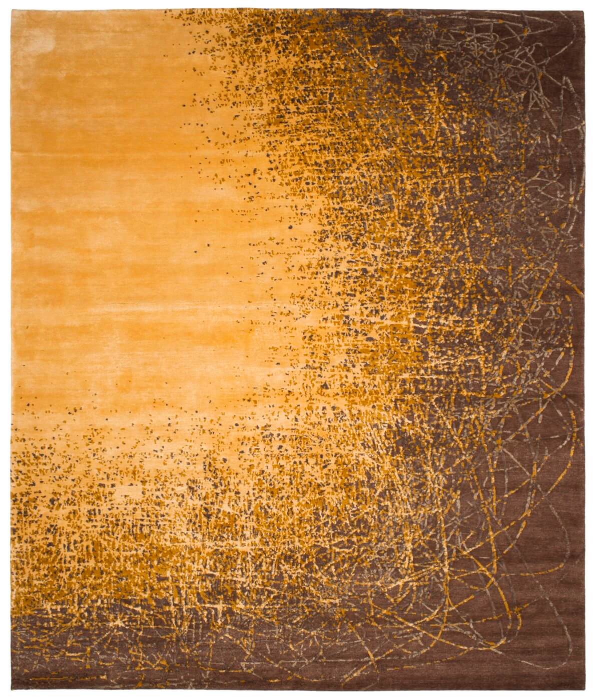 Hand-knotted Art Yellow Brown Rug