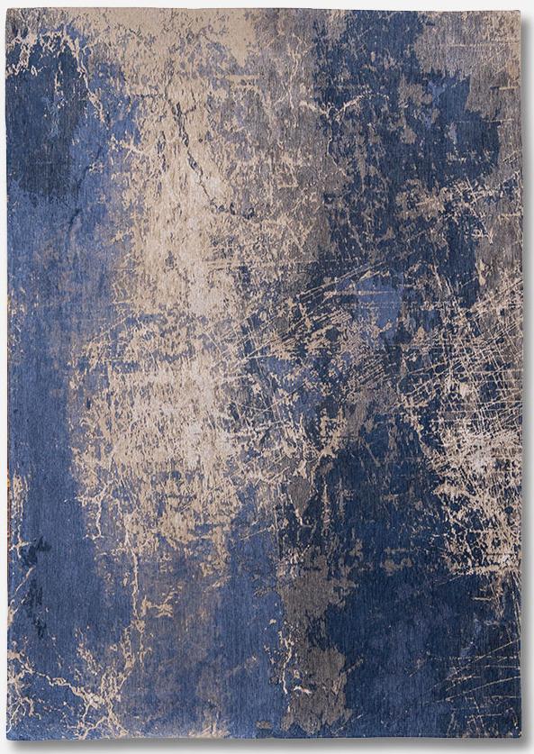 Cotton Abstract Belgian Blue Rug ☞ Size: 6' 7" x 9' 2" (200 x 280 cm)