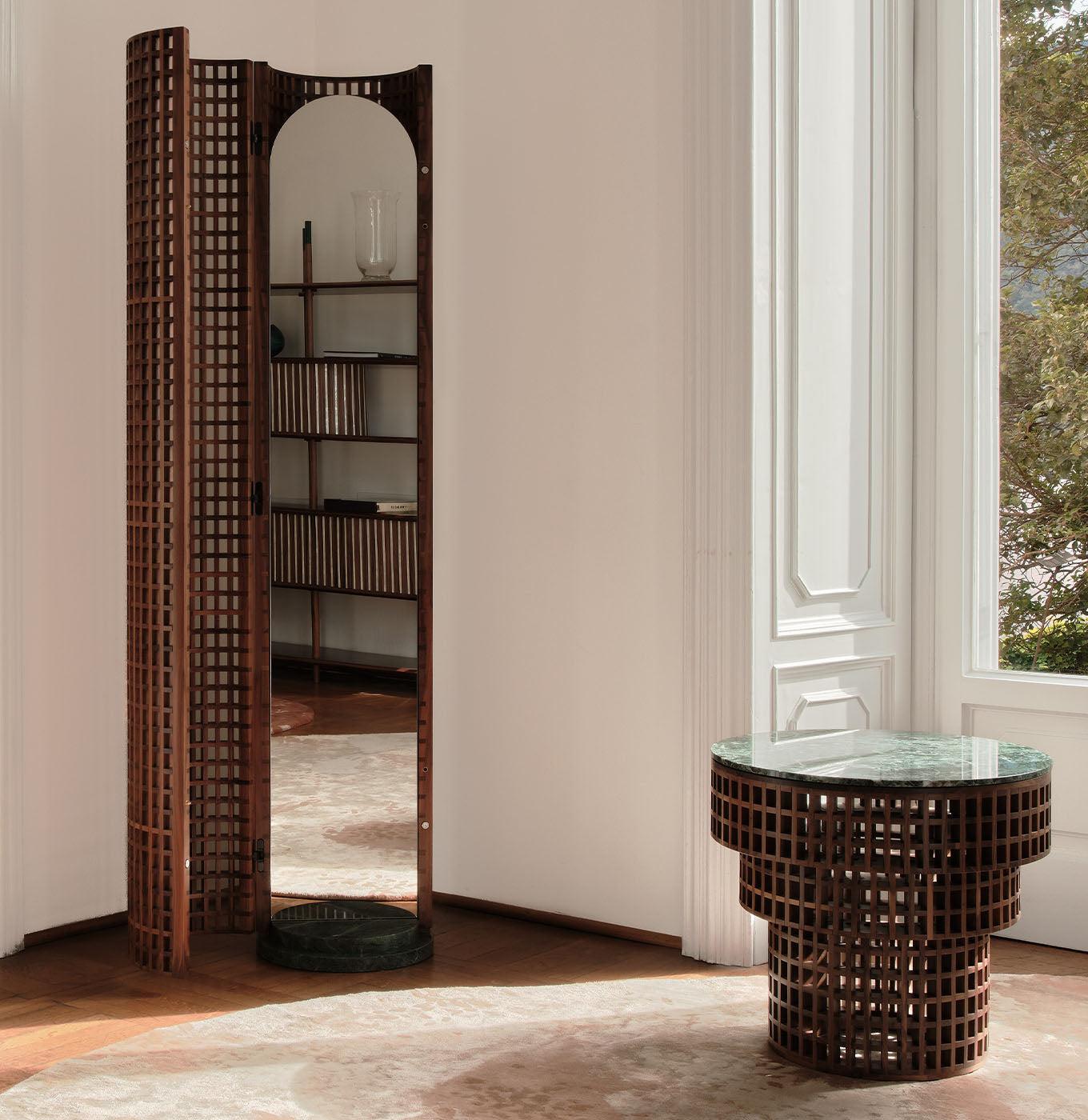 Walnut & Marble Floor Mirror