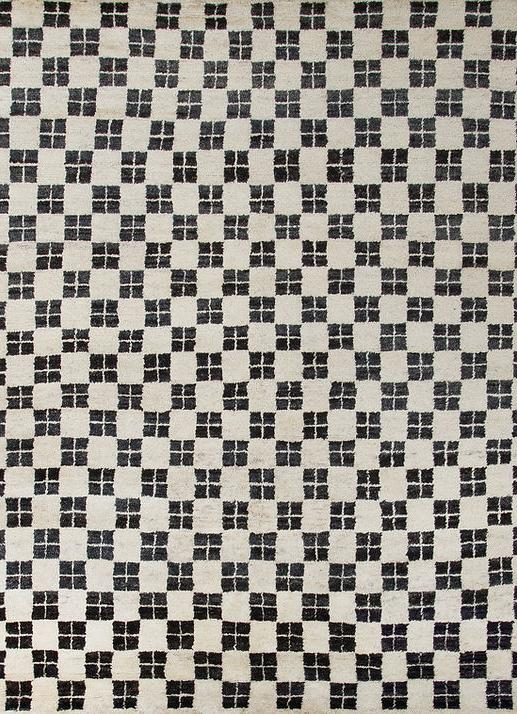 Berber Handwoven Black & White Low Pile Rug