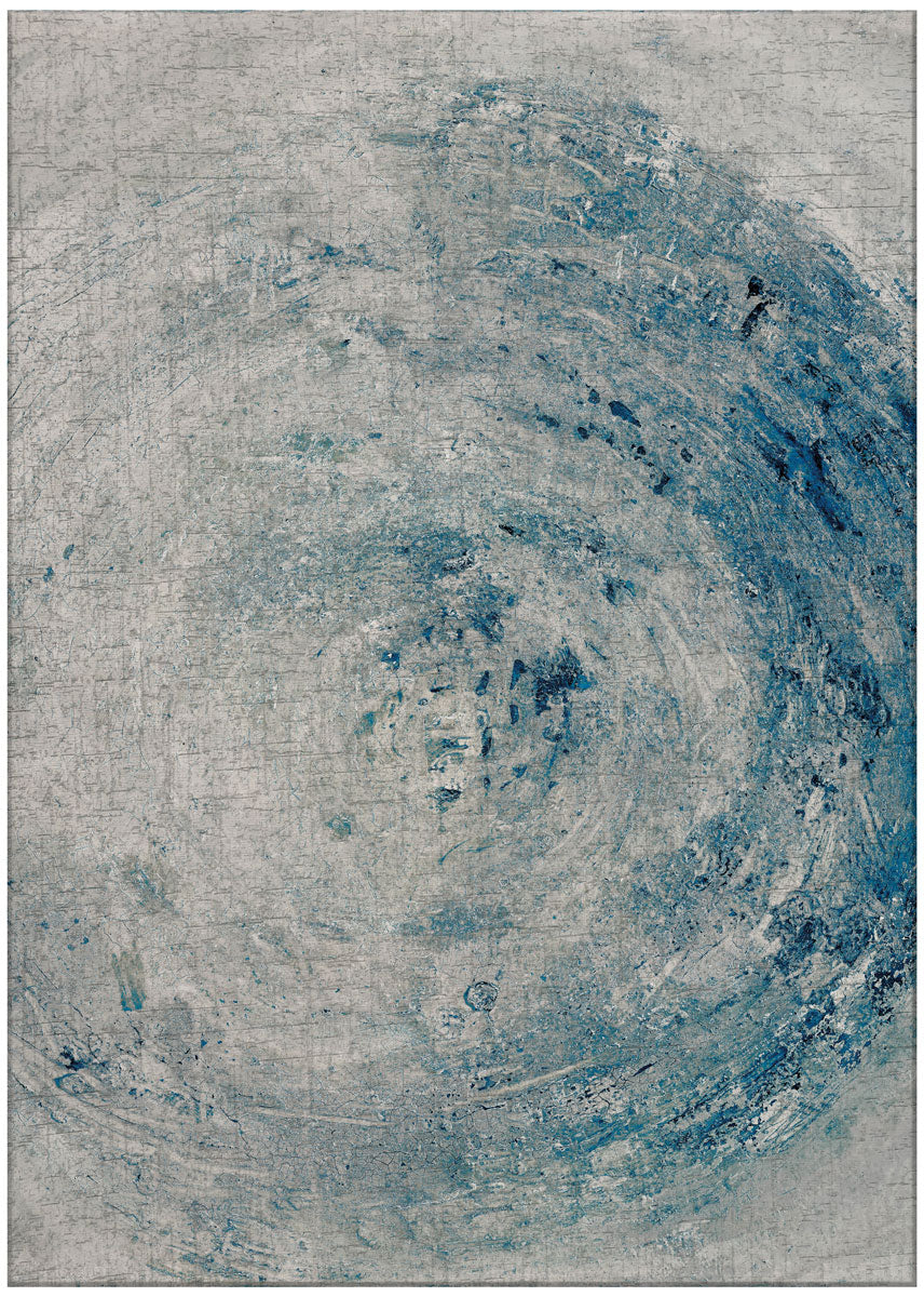 Tornado Flatwoven Blue Rug ☞ Size: 6' 7" x 9' 8" (200 x 295 cm)