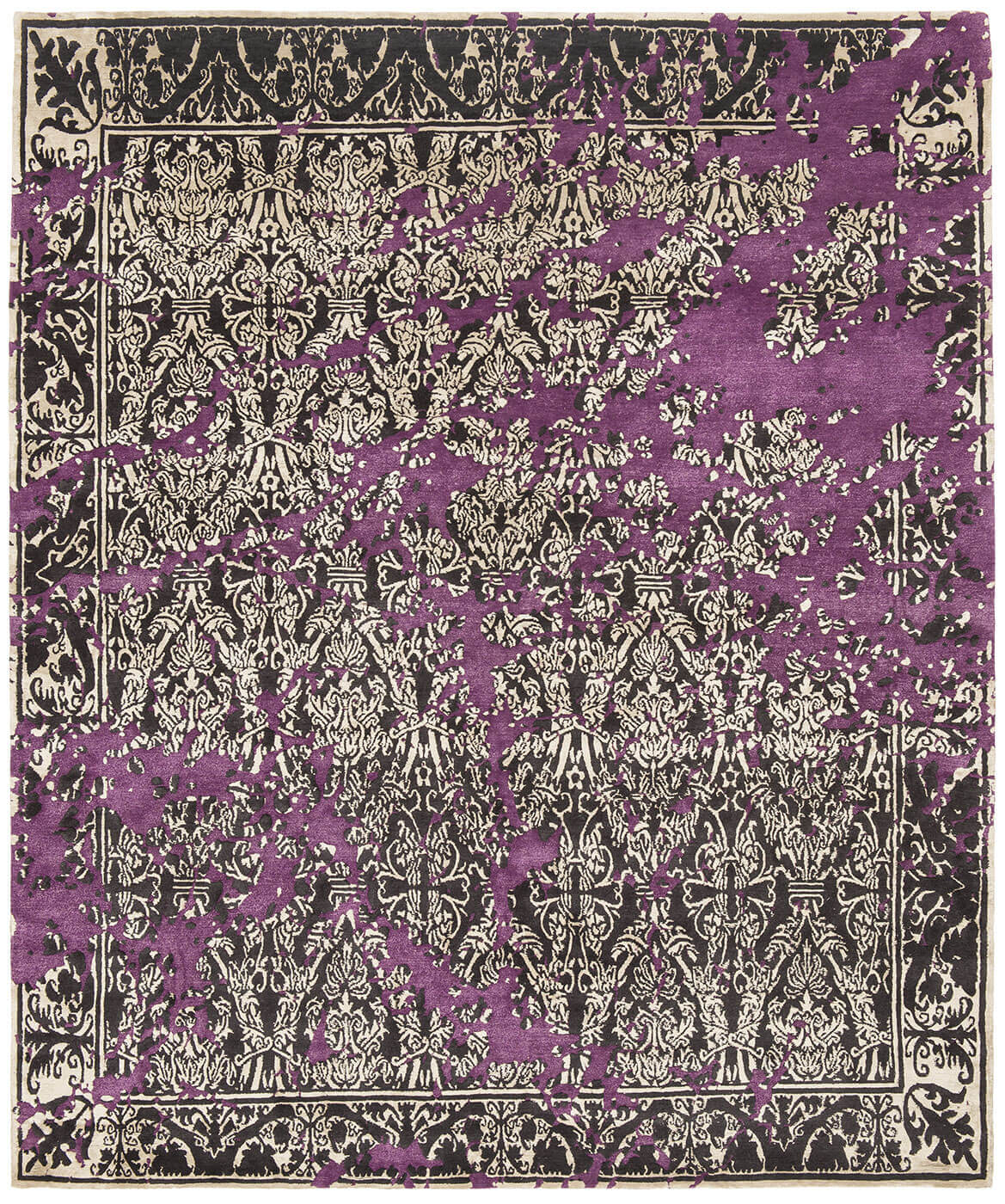 Alcazar Hand-knotted Purple; Multicolour Rug