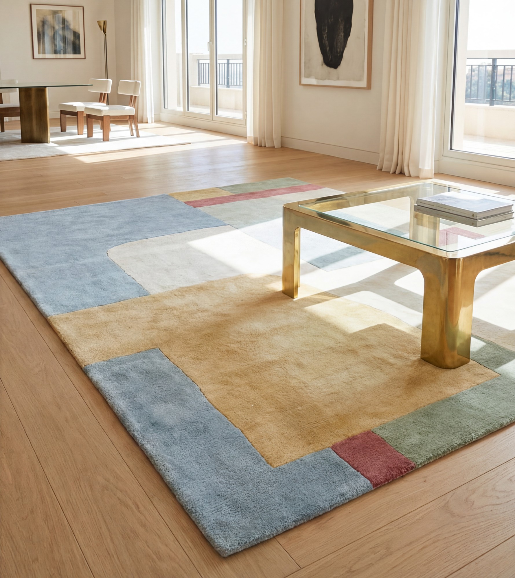 Pale Composition Warm Artisan Rug