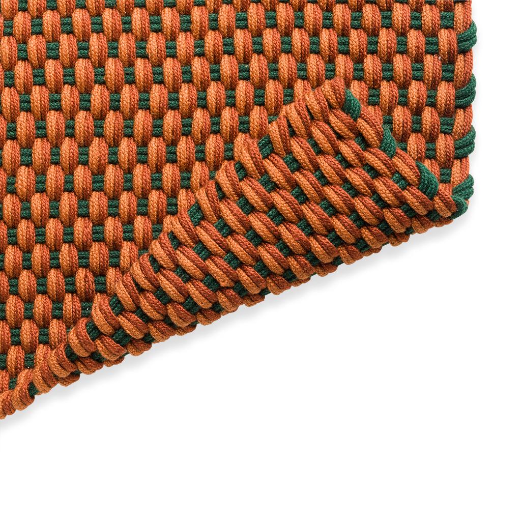 Braided Tri-Color Outdoor Rug in Bright Orange