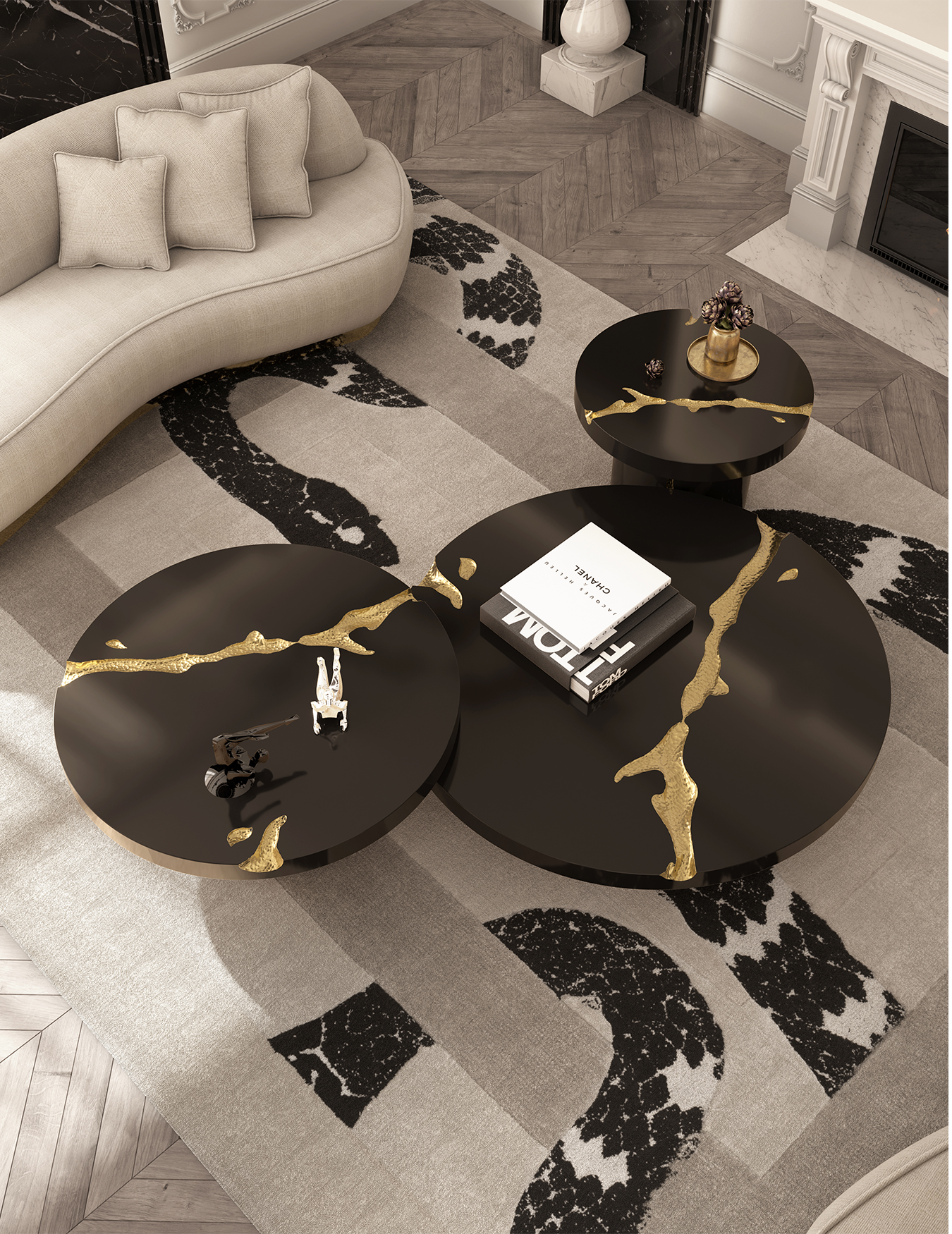 Dominion Black 3-Piece Center Table Set