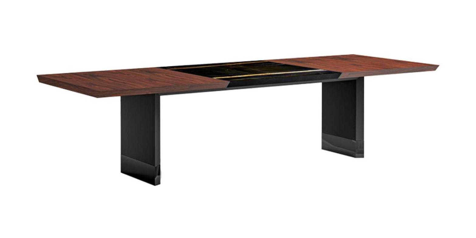 Marble Insert Table 220 with Leather-Wrapped Legs
