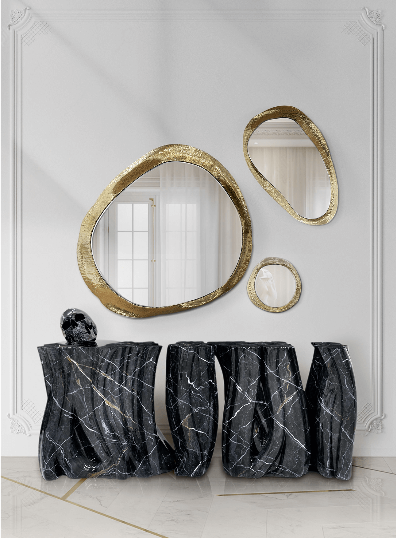 Monochrome Faux-marble Premium Sideboard