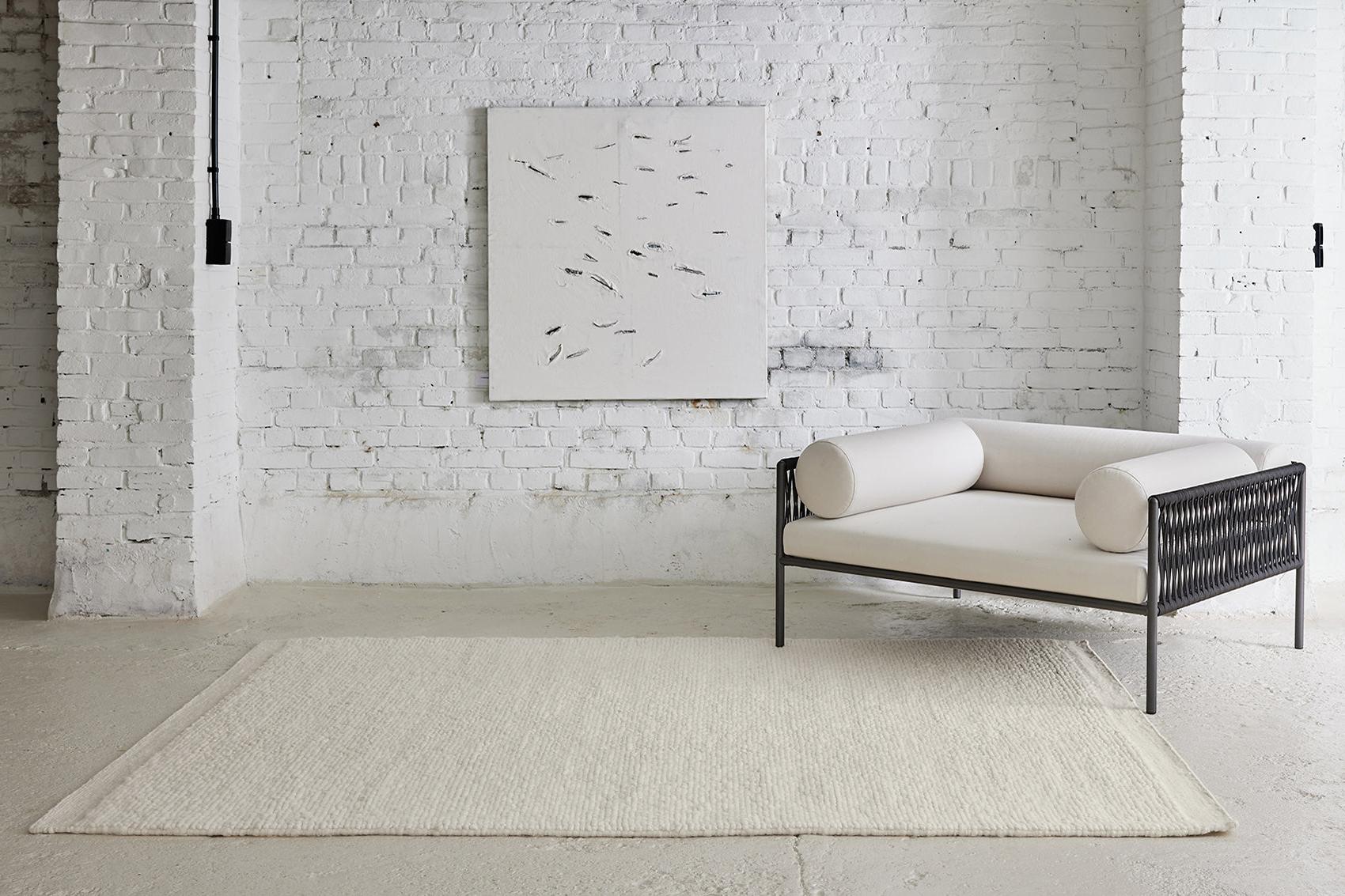 White Hand-Woven NZ Wool Rug