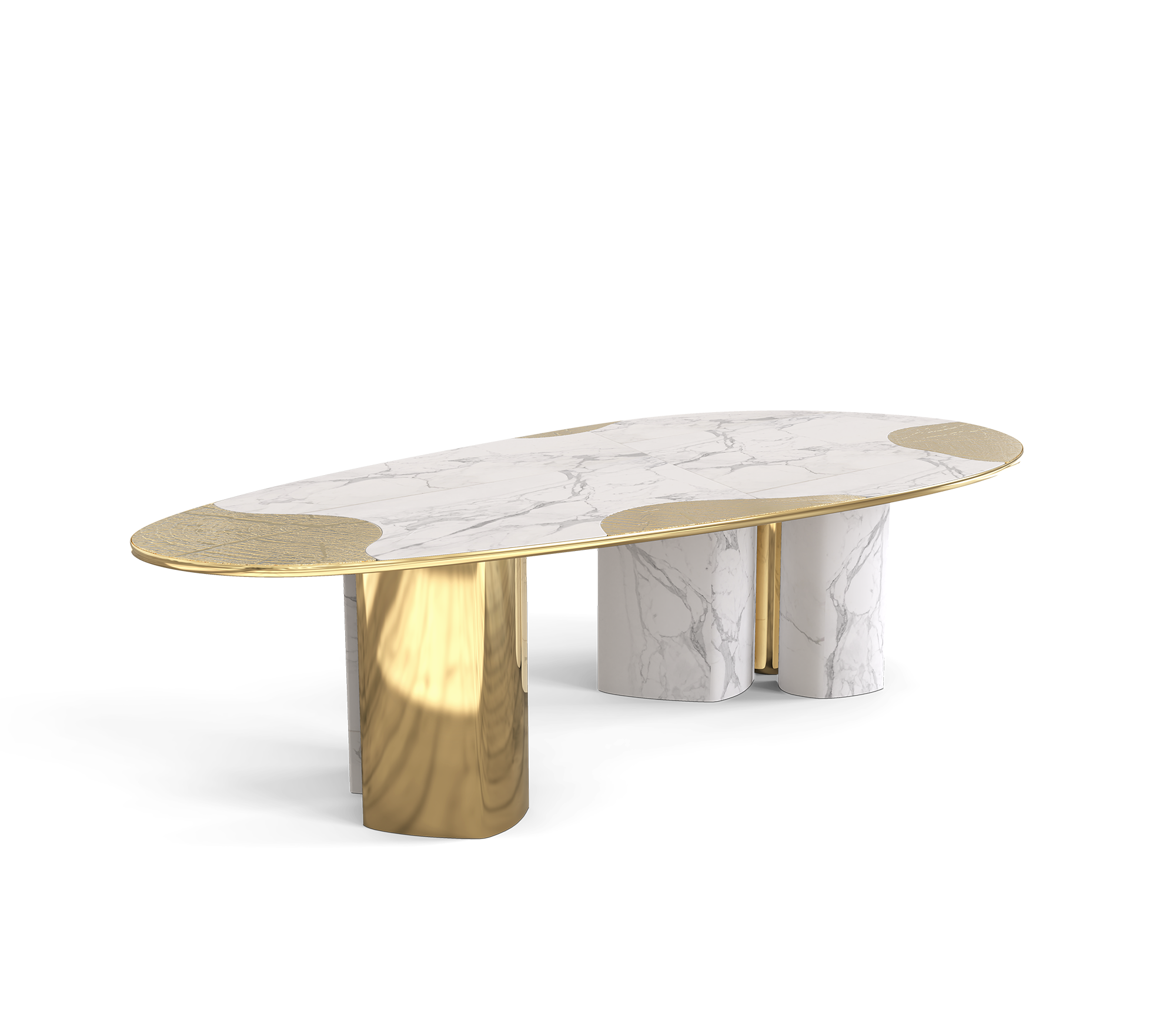 Athena Carrara Marble & Gold Dining Table