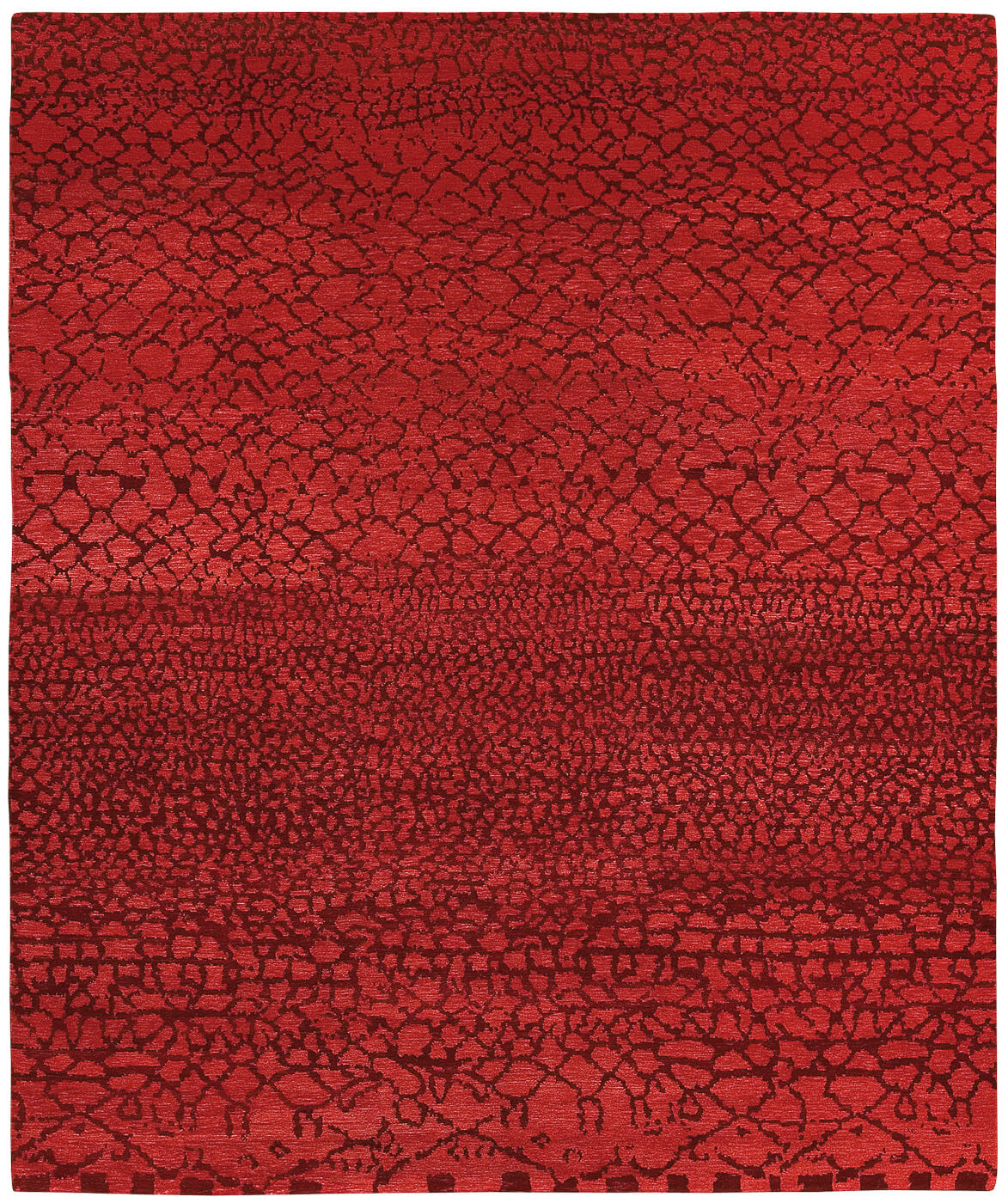 Hand-Knotted Wool Red Rug