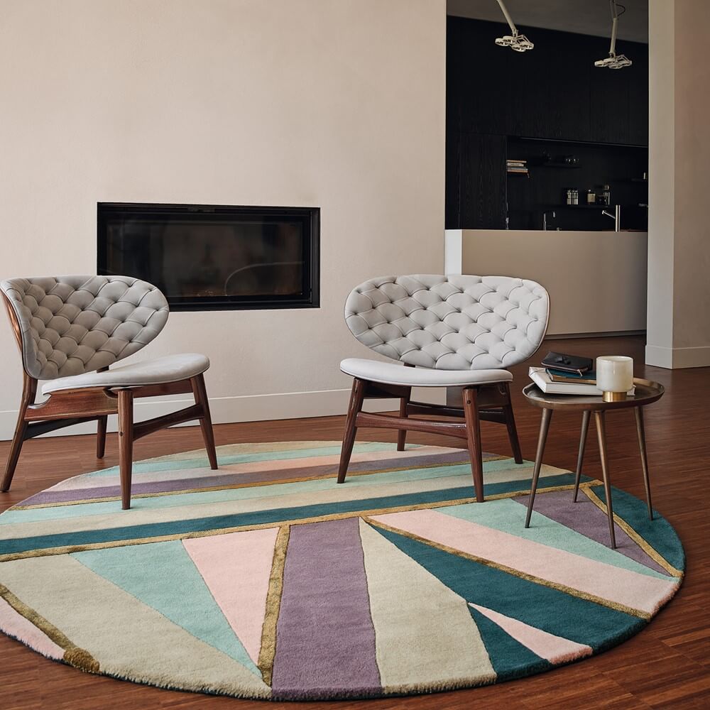 Hand-Tufted Pink Circle Geometric Rug