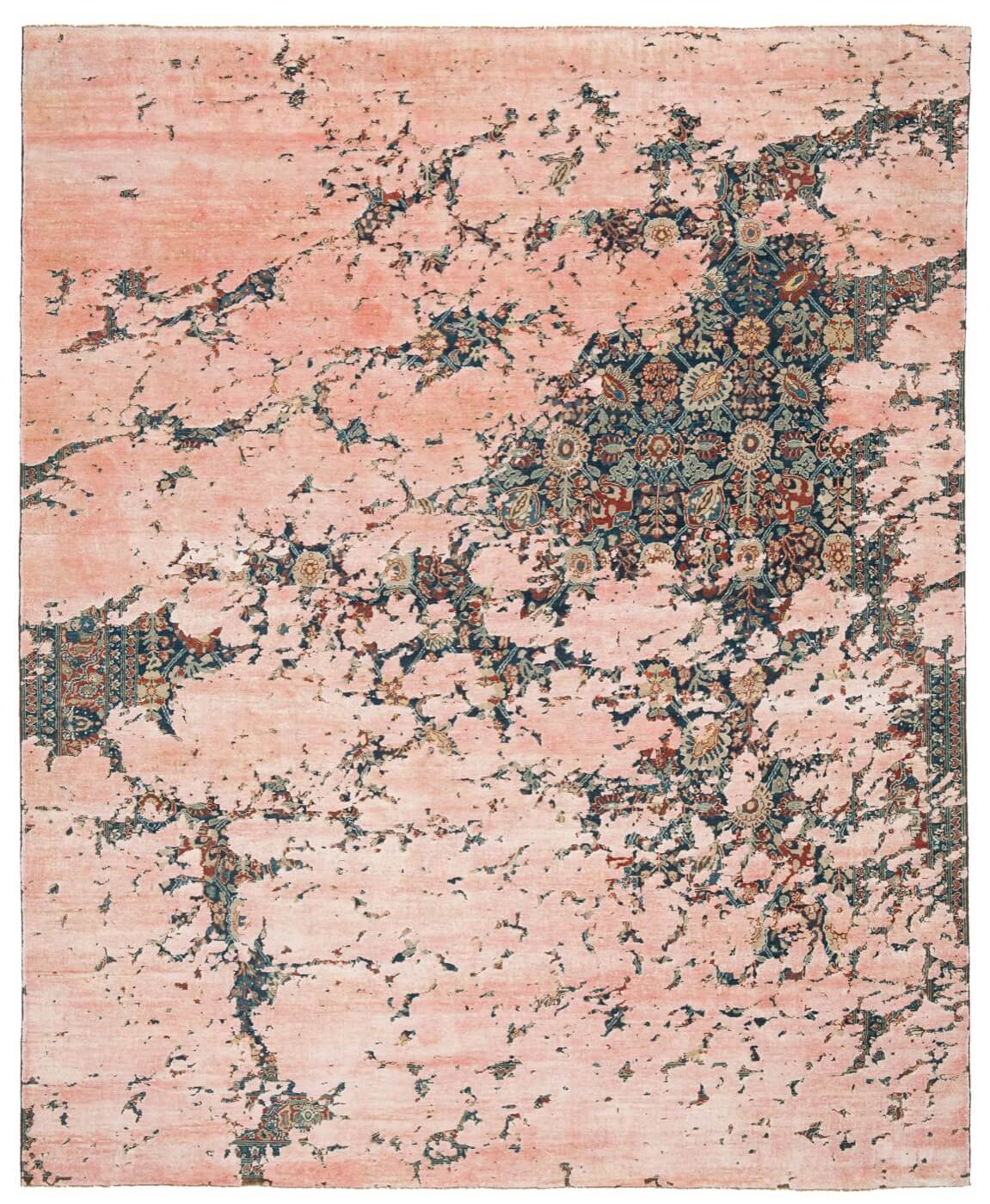 Tabriz Hand-knotted Pink / Blue Rug