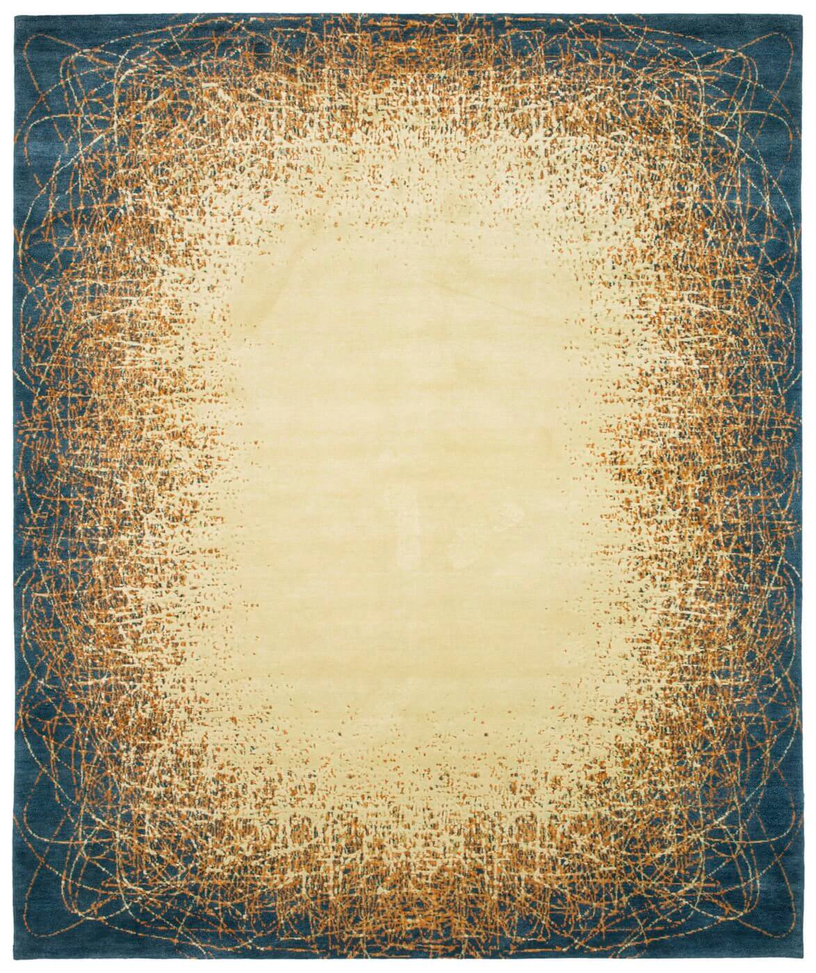 Hand-knotted Art Beige Blue Rug