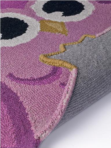 Animals Owl Pink Hand-Tufted Rug