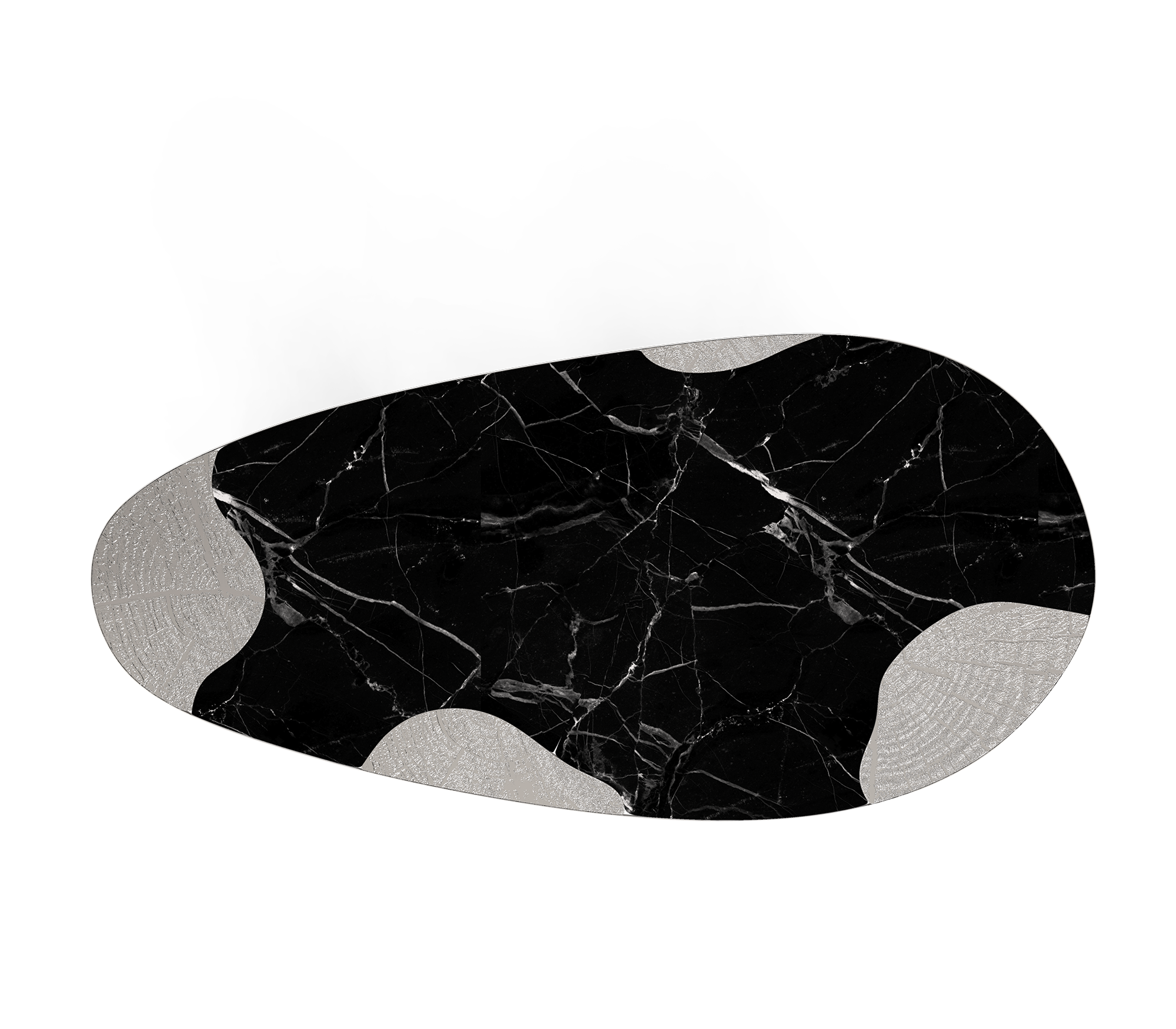 Athena Nero Marble & Silver Dining Table