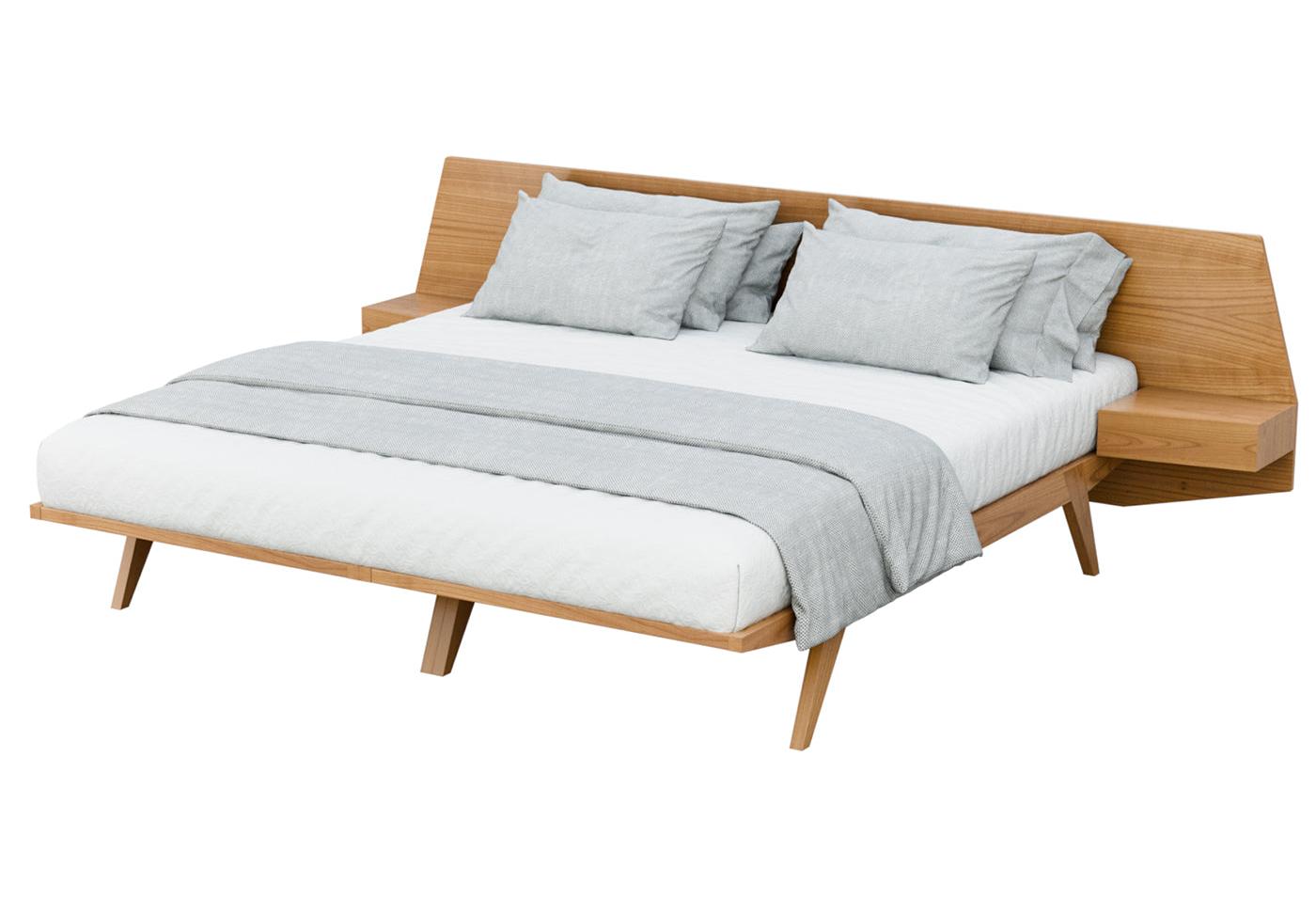 Cherry Wood Bed with Nightstands
