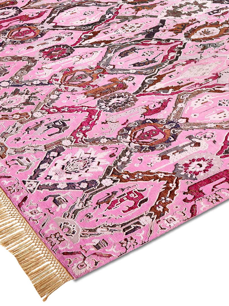 KavaBagh Pink Hand-Woven Rug ☞ Size: 183 x 274 cm