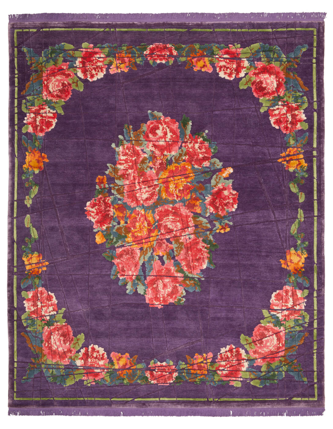 Handmade Traditional Purple Multi Rug