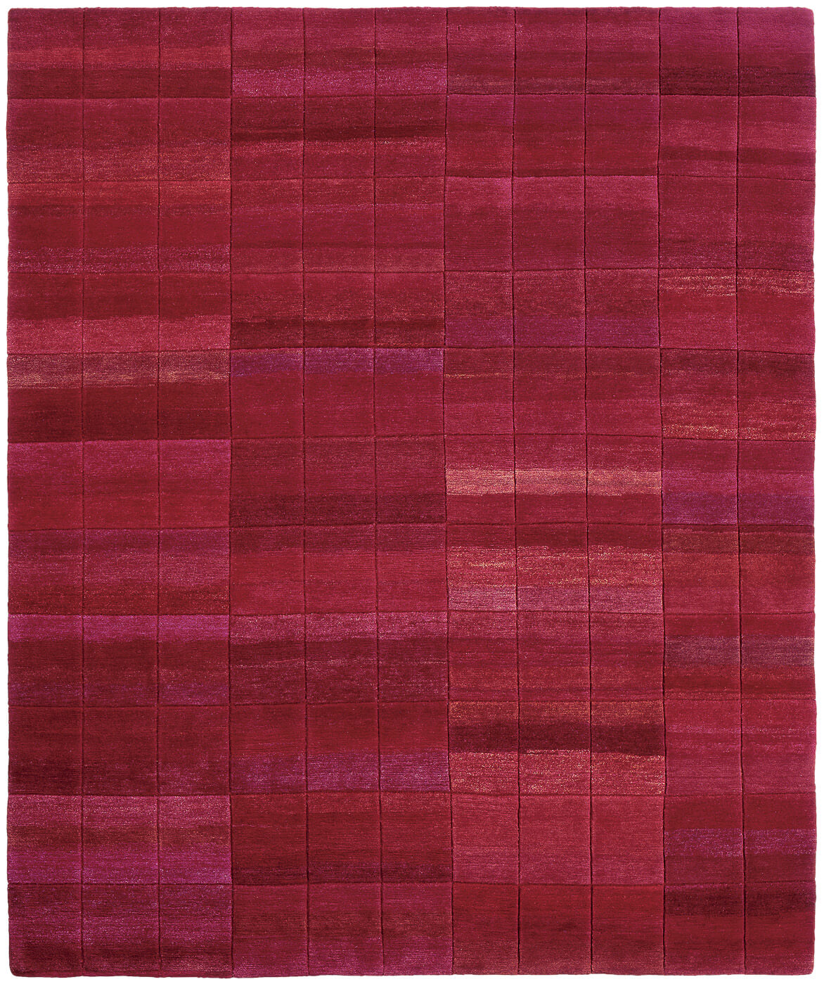 Deep Line Red Hand-Knotted Rug