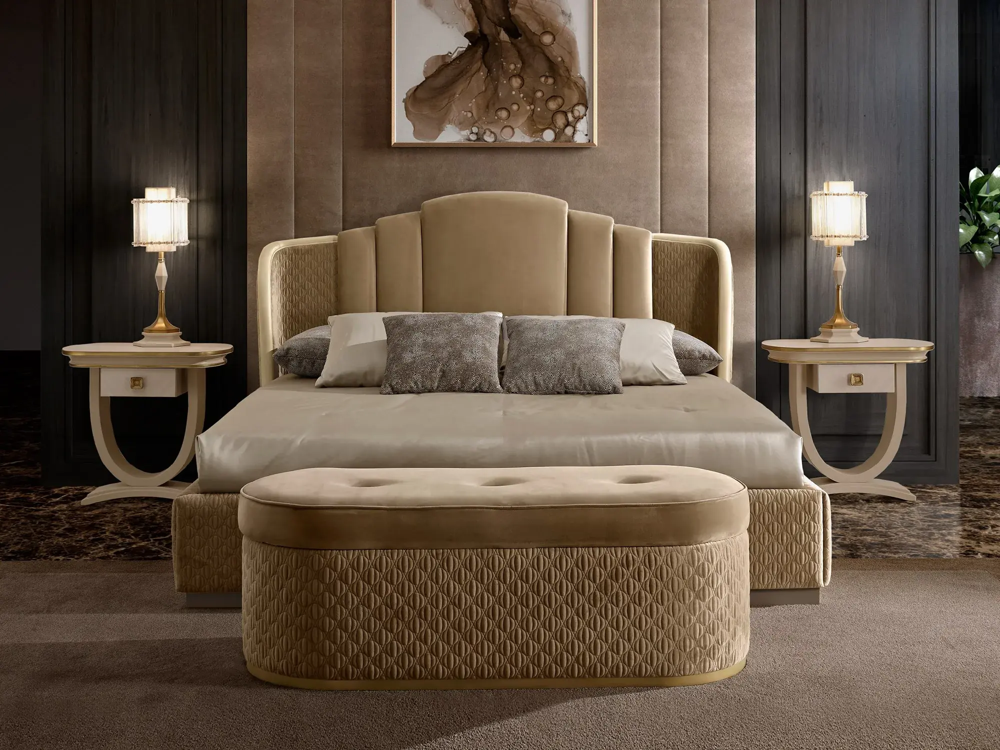 Beige Luxury Bed