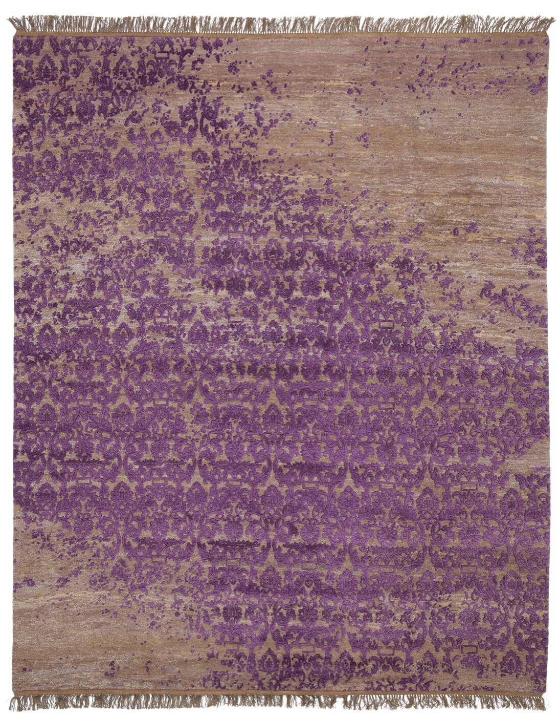 Hand-Knotted Vintage Style Purple & Grey Rug