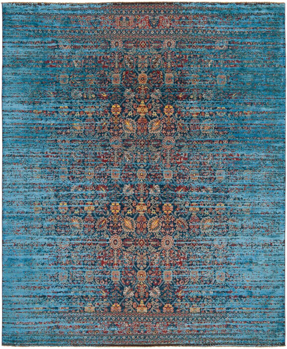Tabriz Hand-knotted Turquoise Rug