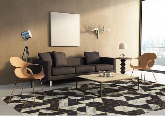 Geometric Deco Black / Grey Rug