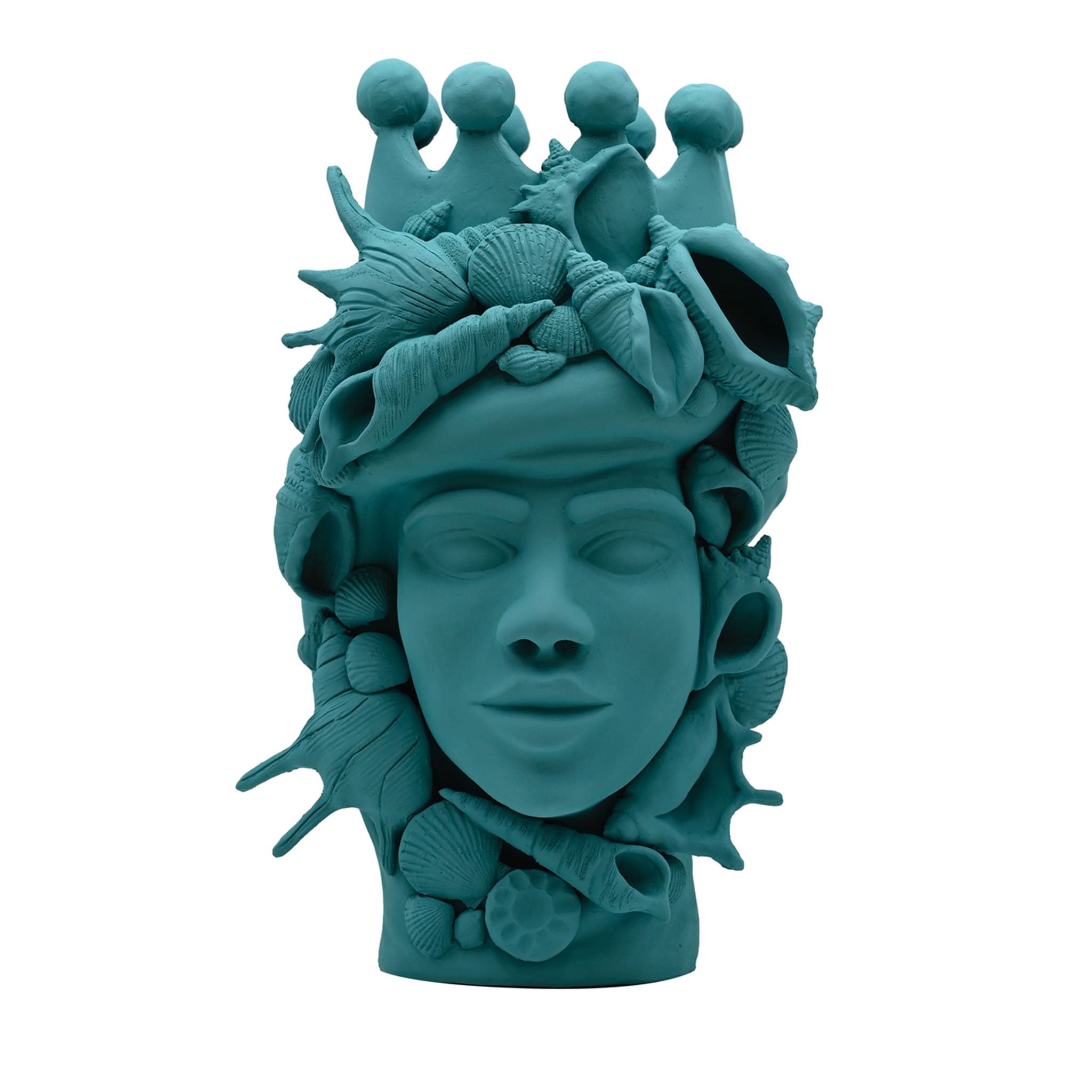 Moor's Head Teal Handmade Sculpture