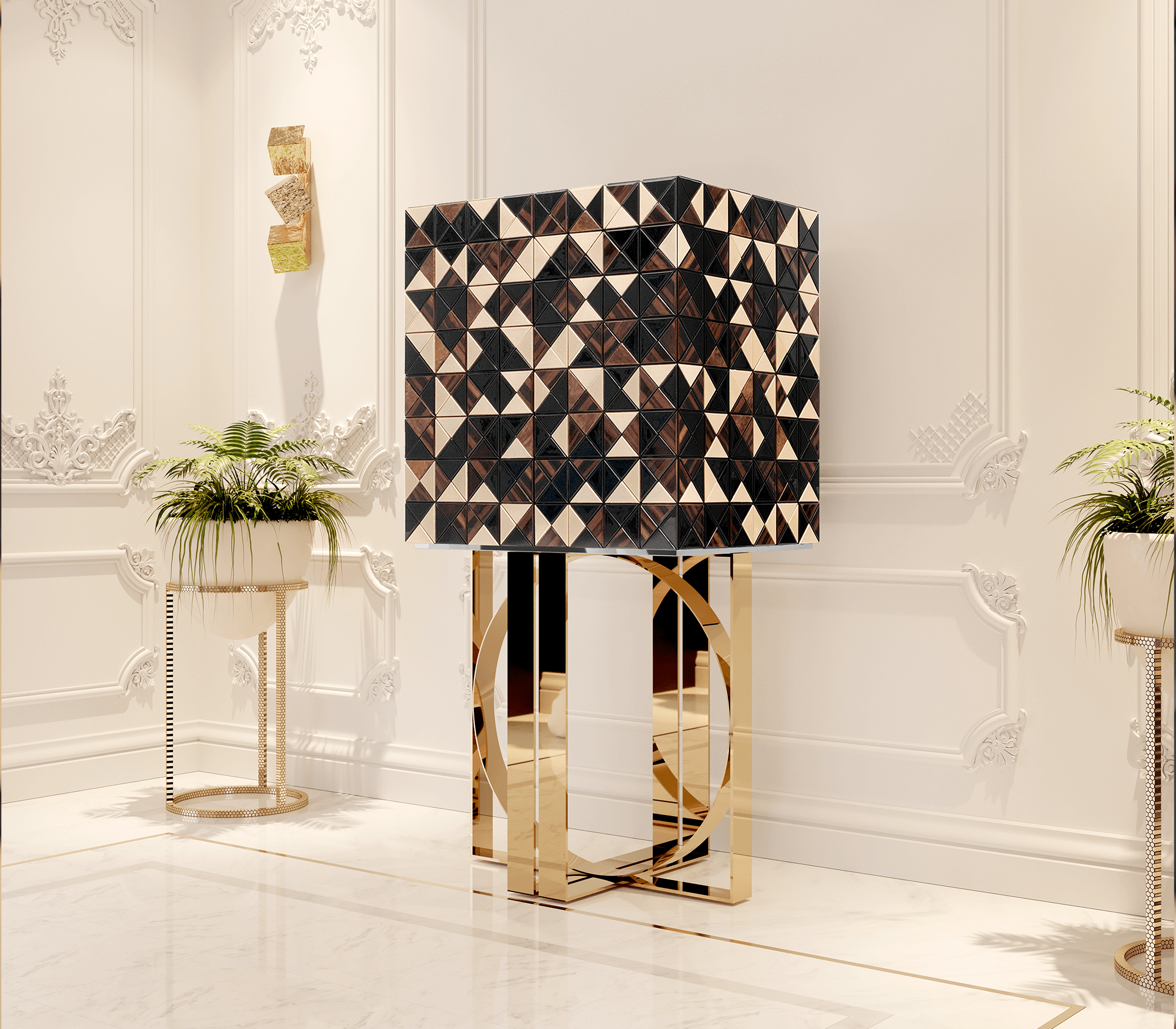 Mosaic Walnut Cabinet