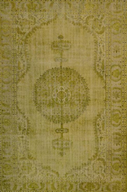 Lemon Green Hand Woven Vintage Rug