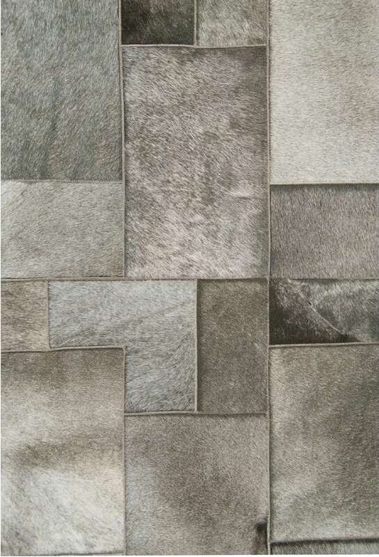 Puzzle Cowhide Grey Rug | Size: 5' 11