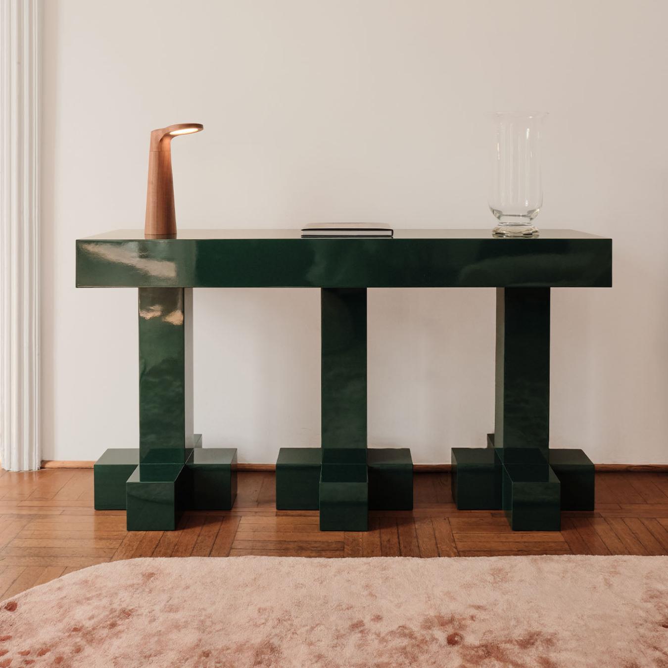 Glossy Green Console Table