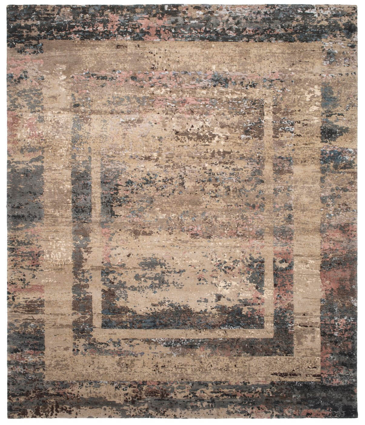 Hand-Knotted Artwork Beige / Grey Rug