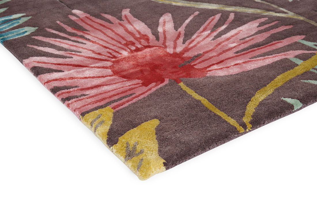 Floral Multicolour Wool & Viscose Rug