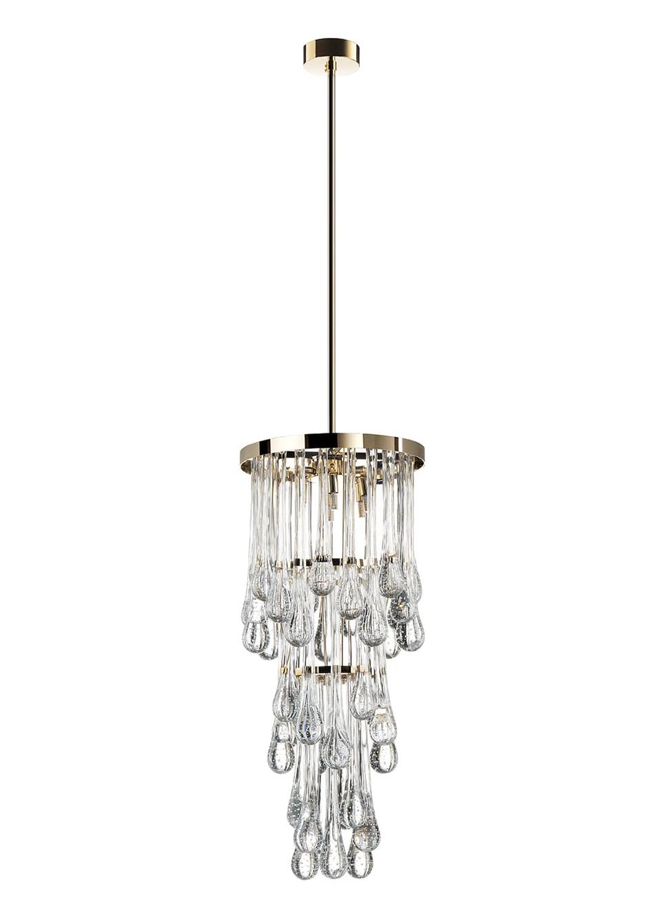 Modern Murano Droplet Chandelier in Soft Gold Finish