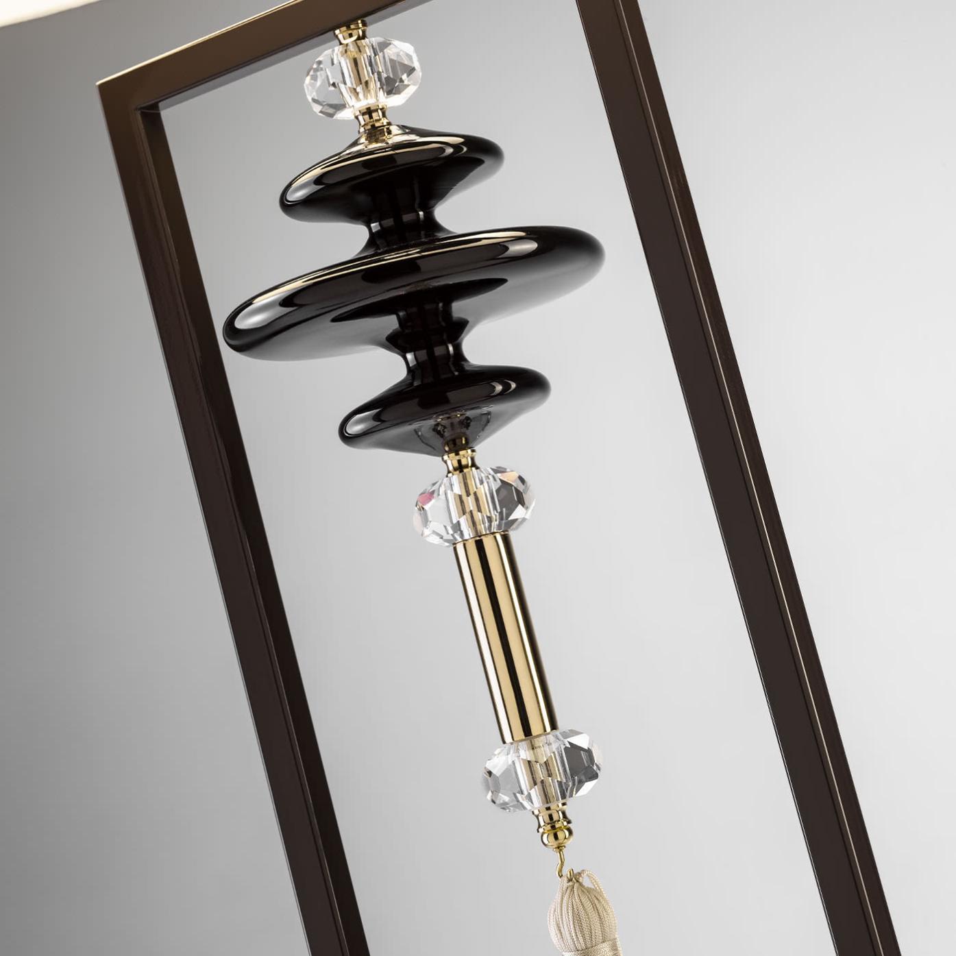 Floor Lamp with Marble Base and Ivory Shade