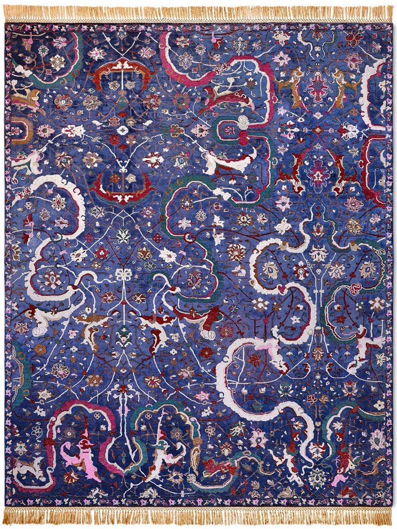 Tabriz Navy Blue Hand Woven Rug